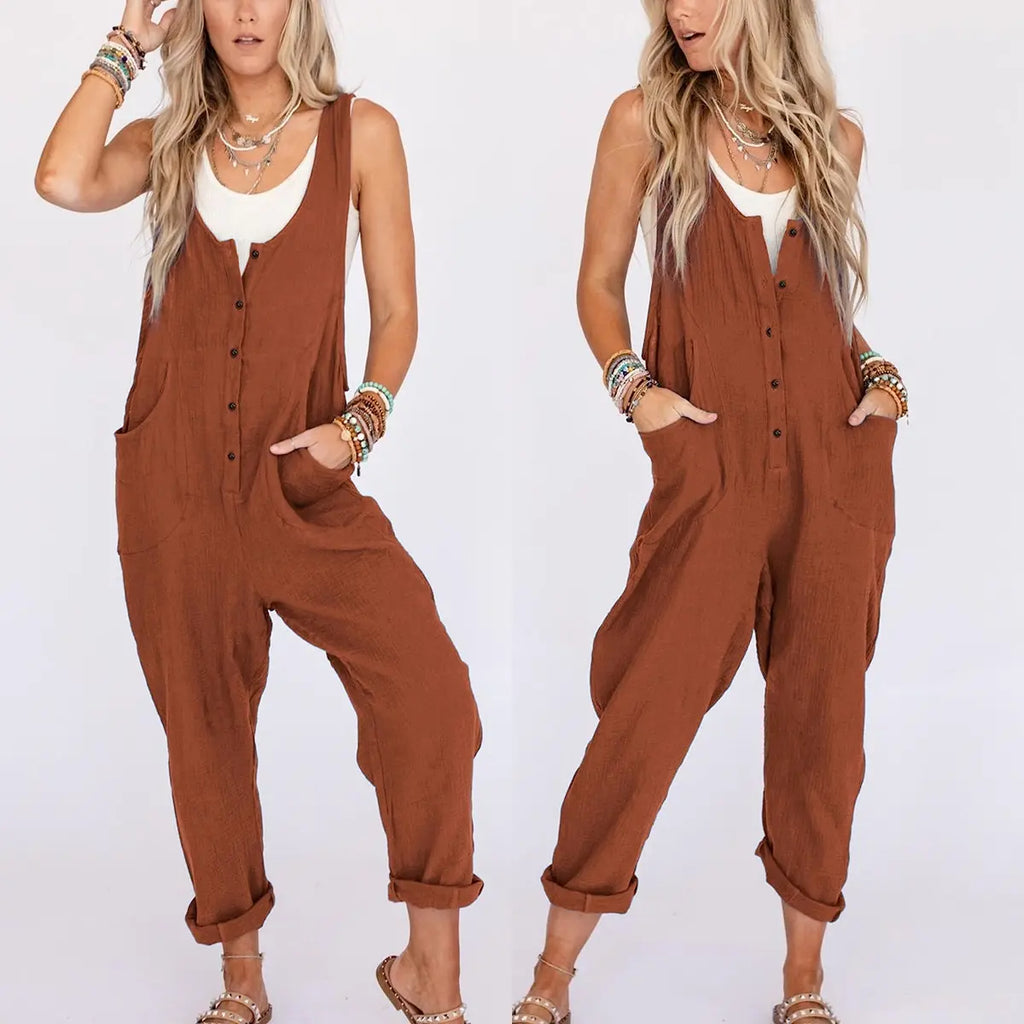 Tanming Summer Jumpsuit! ✨ Linen Cotton + Adjustable Straps! 🌿