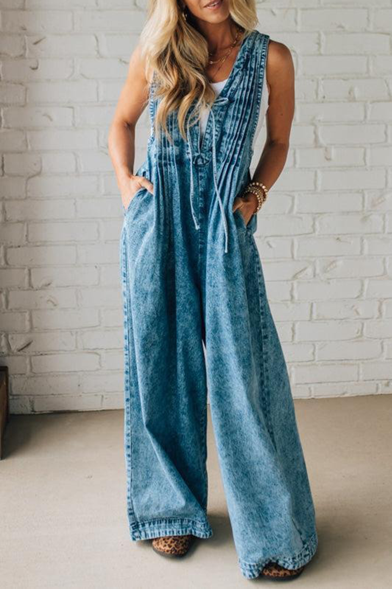 📦📦LAST DAY SAVE 49% ⏰Ladies' Shoulder Strap Hollow Splicing Pleated Casual Jumpsuit