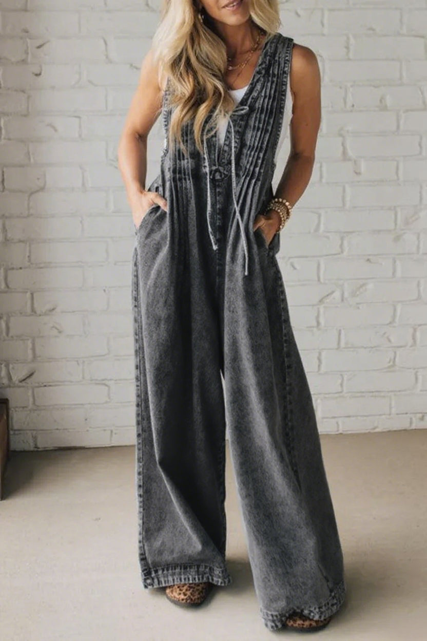 📦📦LAST DAY SAVE 49% ⏰Ladies' Shoulder Strap Hollow Splicing Pleated Casual Jumpsuit
