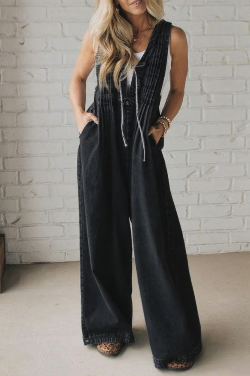 📦📦LAST DAY SAVE 49% ⏰Ladies' Shoulder Strap Hollow Splicing Pleated Casual Jumpsuit