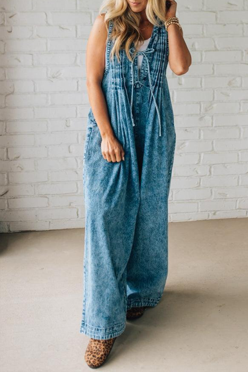 📦📦LAST DAY SAVE 49% ⏰Ladies' Shoulder Strap Hollow Splicing Pleated Casual Jumpsuit