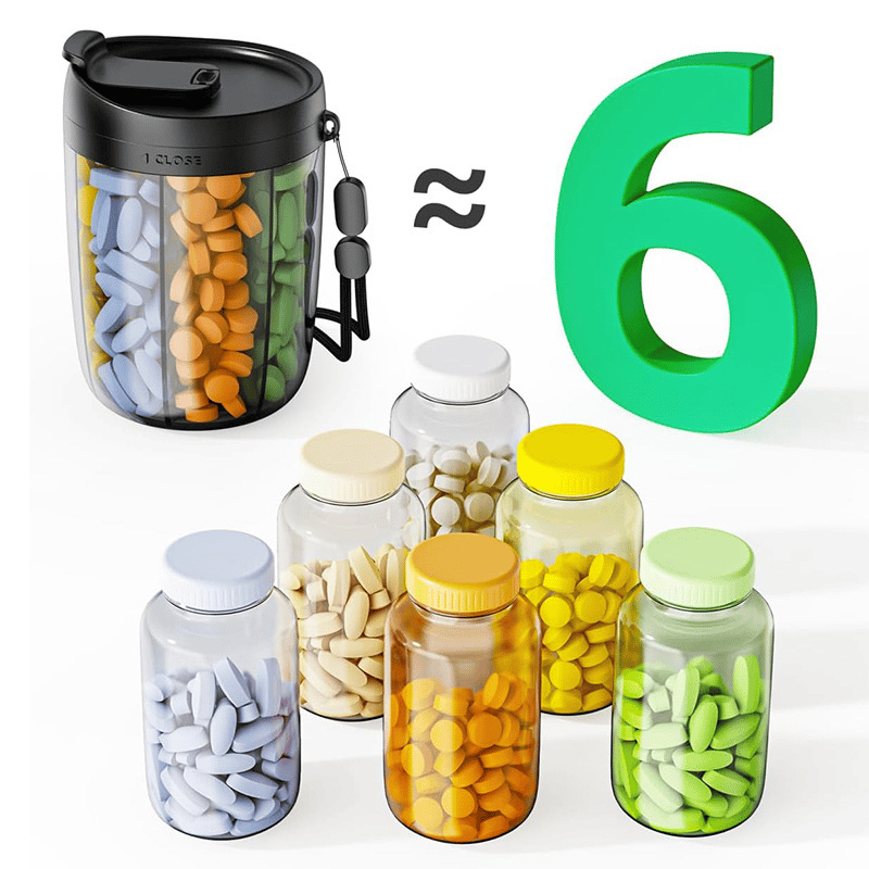 🔥Pill Dispenser Bottle with 6 Compartments | Never Miss a Dose Again! 💊⏰