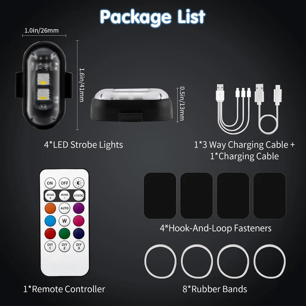 🚦 Wireless Remote RGB Strobe Light  Multifunctional Warning for Motorcycle, Car, Bicycle