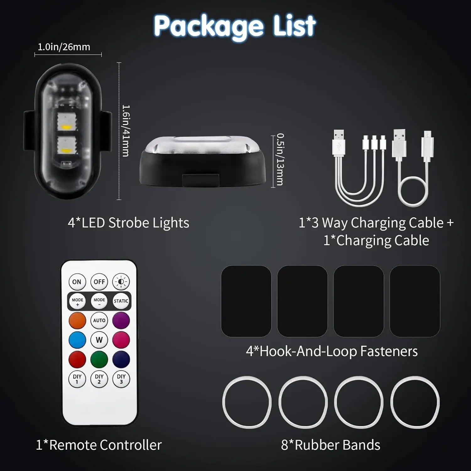 🚦 Wireless Remote RGB Strobe Light  Multifunctional Warning for Motorcycle, Car, Bicycle
