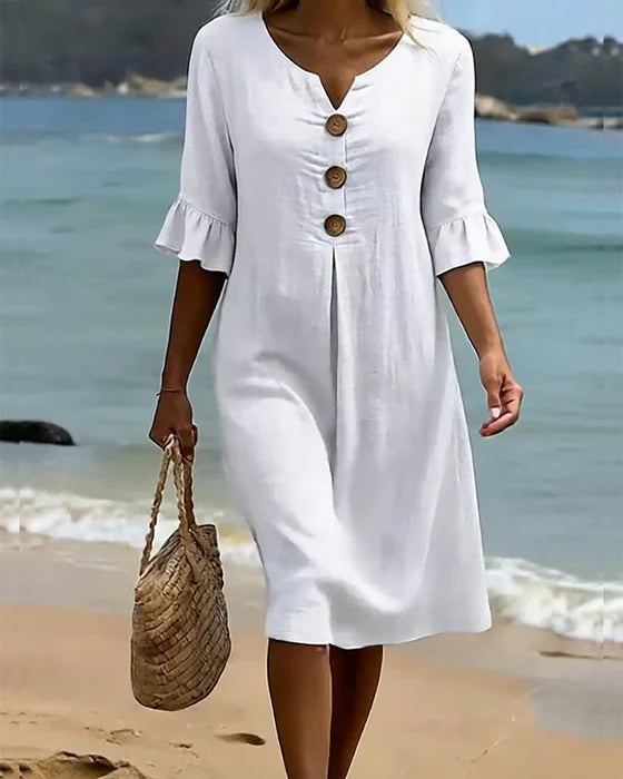 📦📦LAST DAY SAVE 49% ⏰Summer women's cotton linen loose button dress