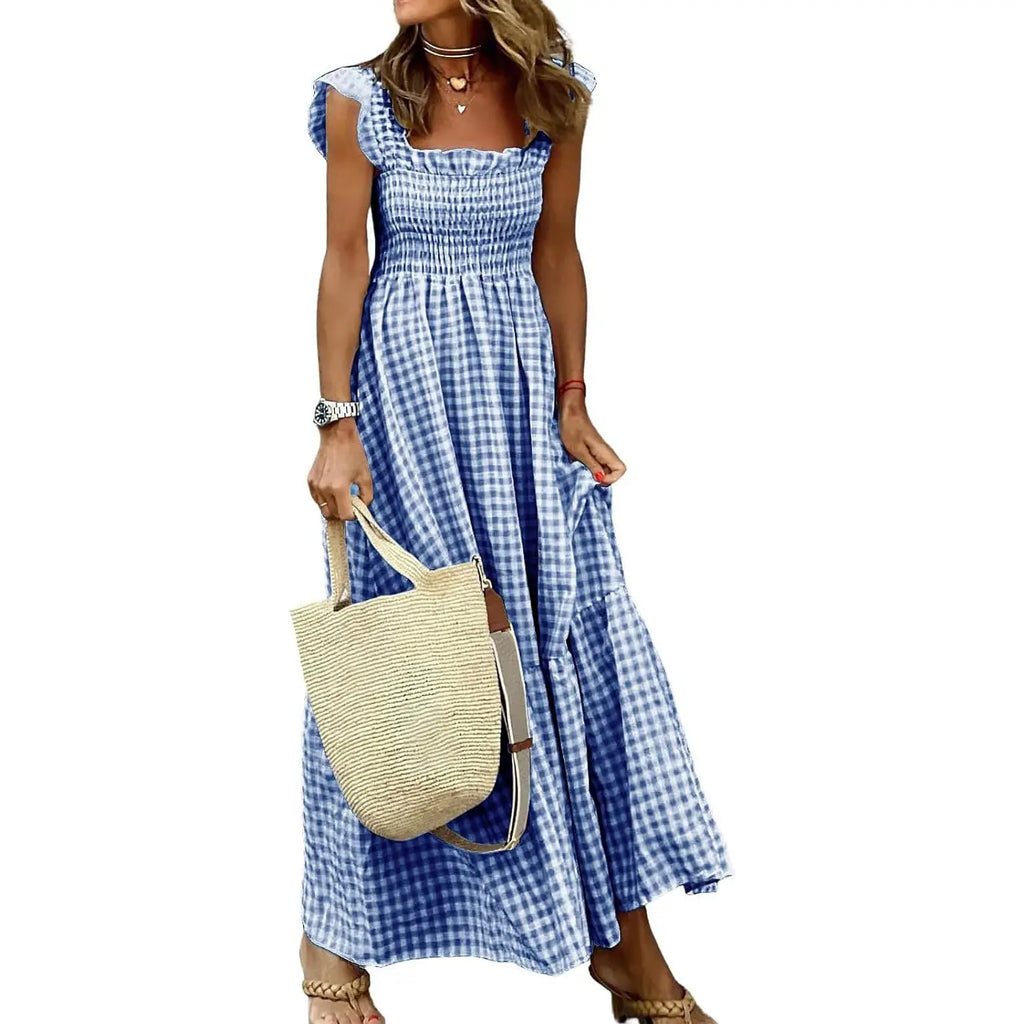 Retro Plaid Flowy Dress! ✨ Smocked + Pockets + Flounce! 🌸