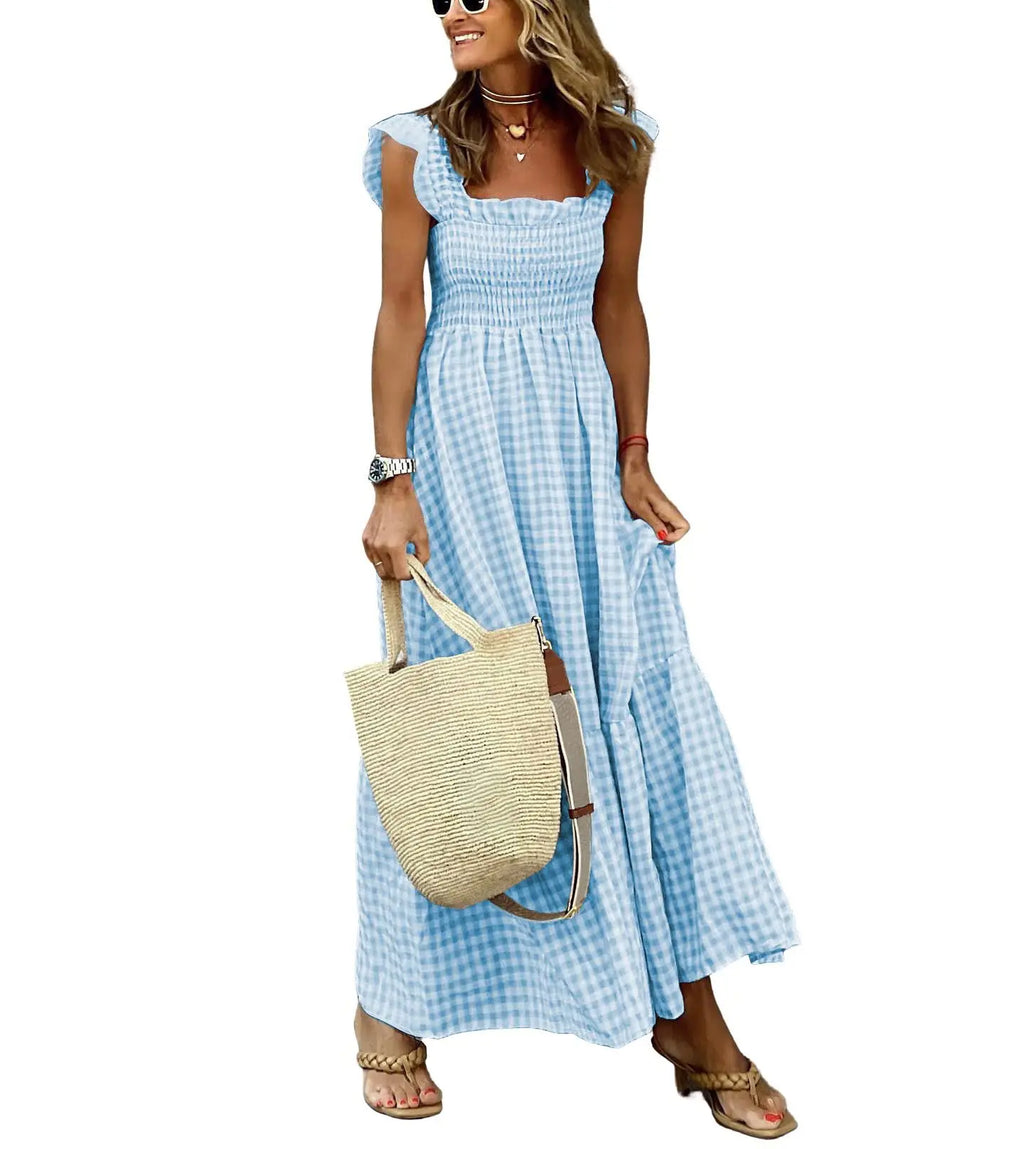 Retro Plaid Flowy Dress! ✨ Smocked + Pockets + Flounce! 🌸