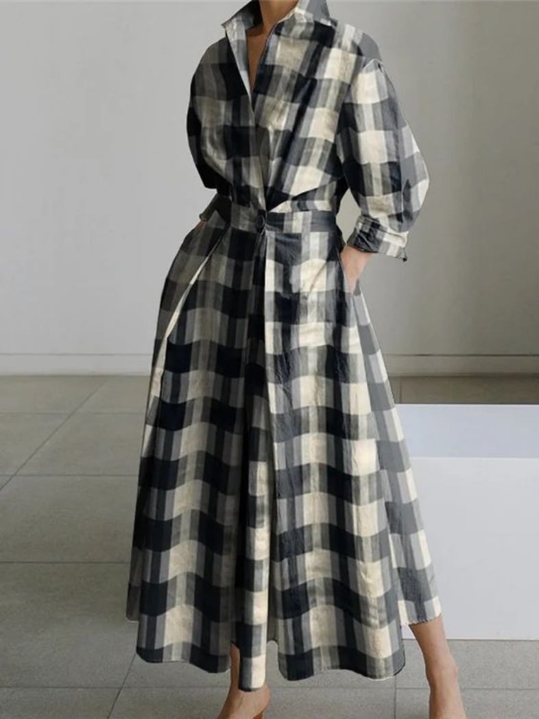 💕What should I wear tomorrow?💕Women's Plain Lapel Shirt Wrap Dress