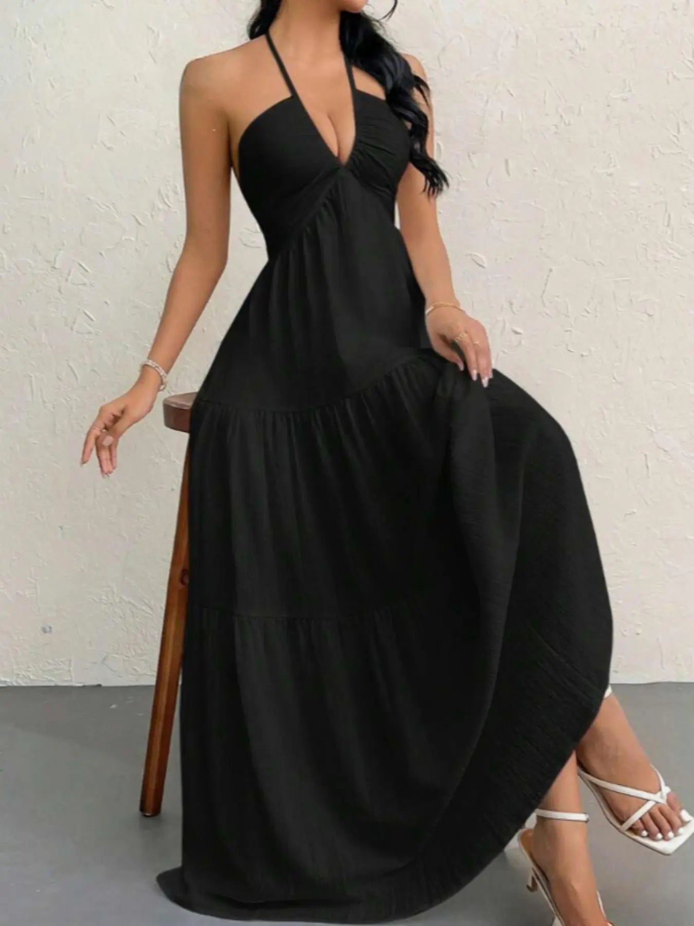 ✨ Summer A-Line Sleeveless Dress  Casual Loose Plain Beach Dress 🔥