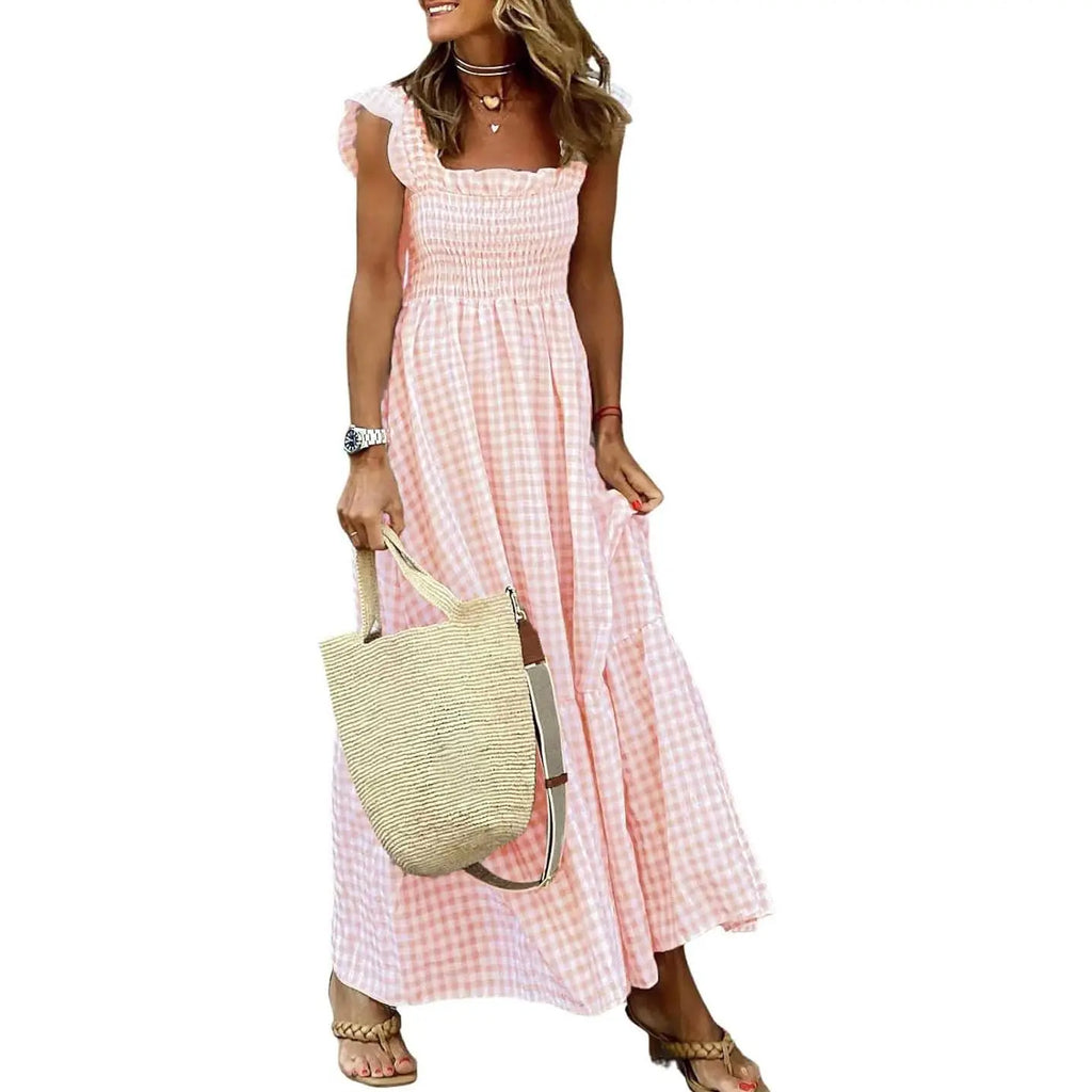 Retro Plaid Flowy Dress! ✨ Smocked + Pockets + Flounce! 🌸
