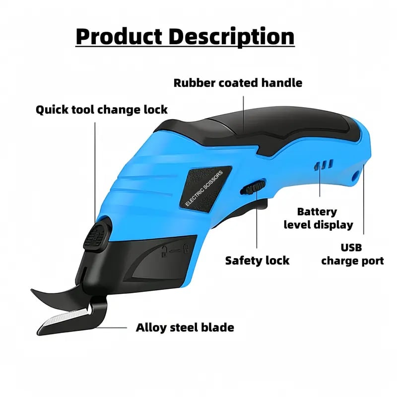 Cordless Electric Scissors ✂️ Dual Alloy Blades 💪 All-Round Cutter for Boxes/Fabrics/Carpets 📦