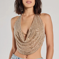 📦📦Party Diva✨ — 💎Cropped Rhinestone Backless Halter Top