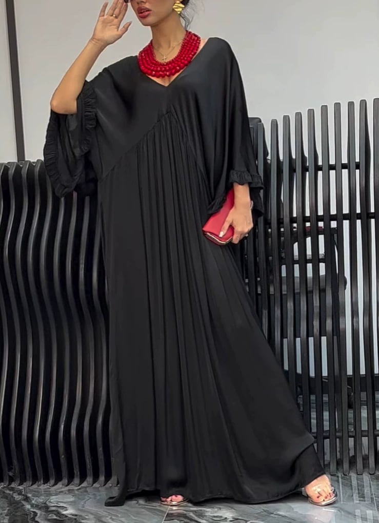 😍Women's V-neck Satin Comfortable Casual Dress