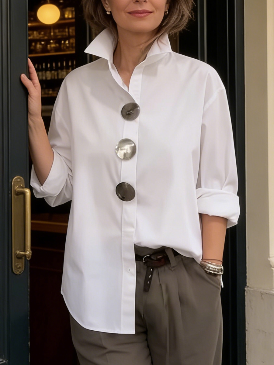 📦📦LAST DAY SAVE 49% ⏰Elegant Stand-collar Metal Buttons Cotton Linen Blouse
