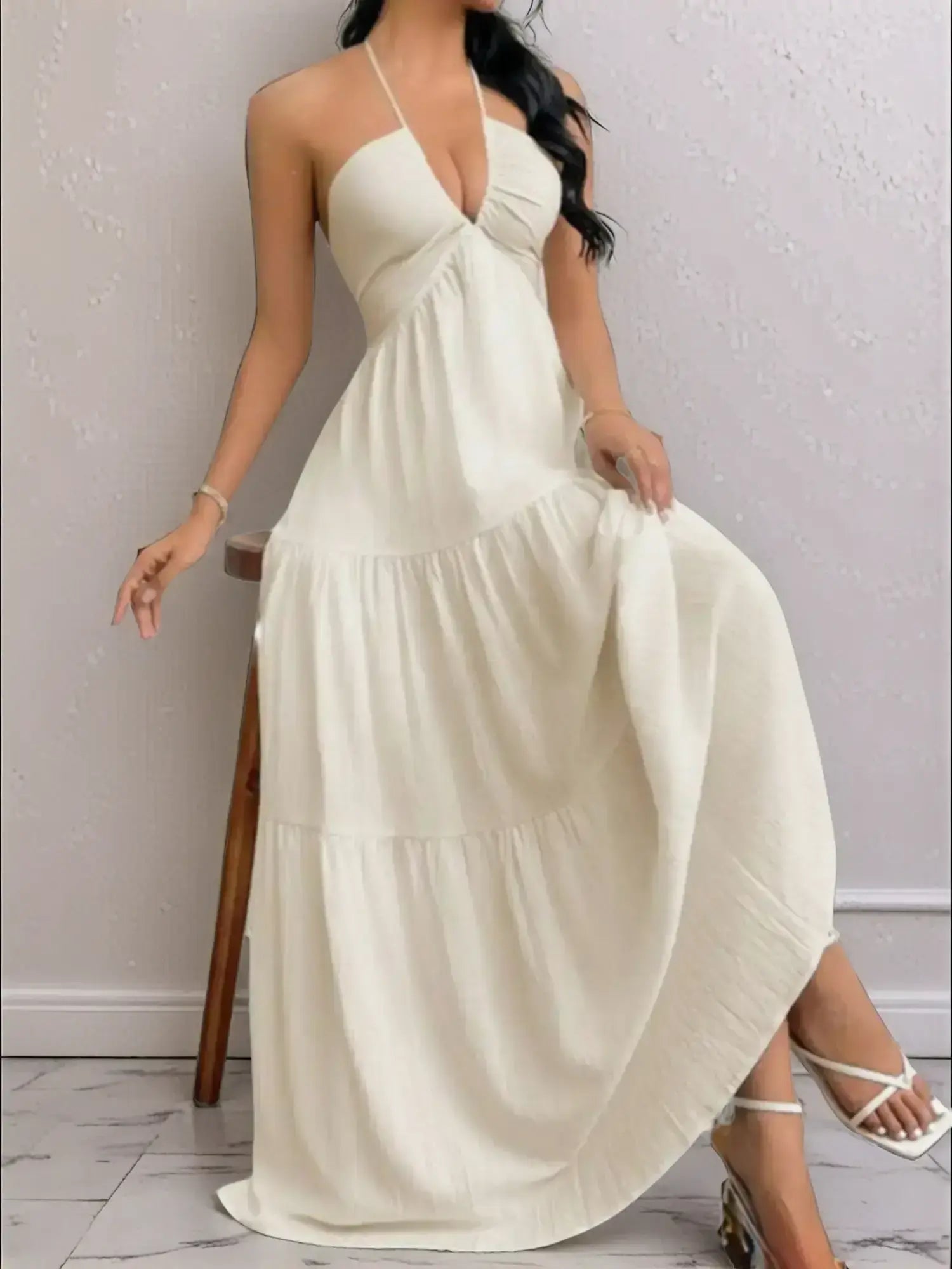 ✨ Summer A-Line Sleeveless Dress  Casual Loose Plain Beach Dress 🔥