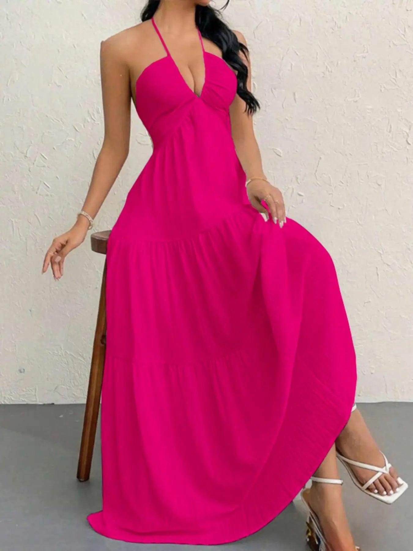 ✨ Summer A-Line Sleeveless Dress  Casual Loose Plain Beach Dress 🔥