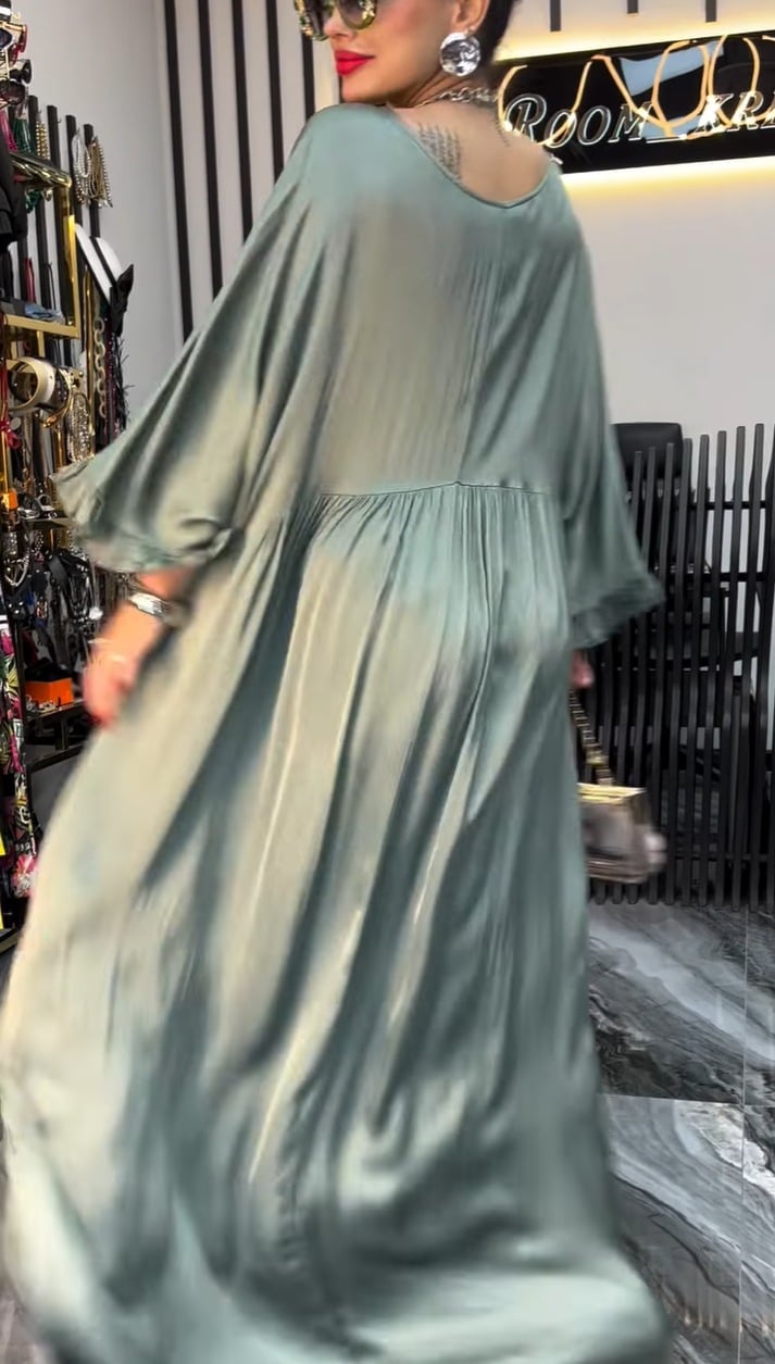 😍Women's V-neck Satin Comfortable Casual Dress