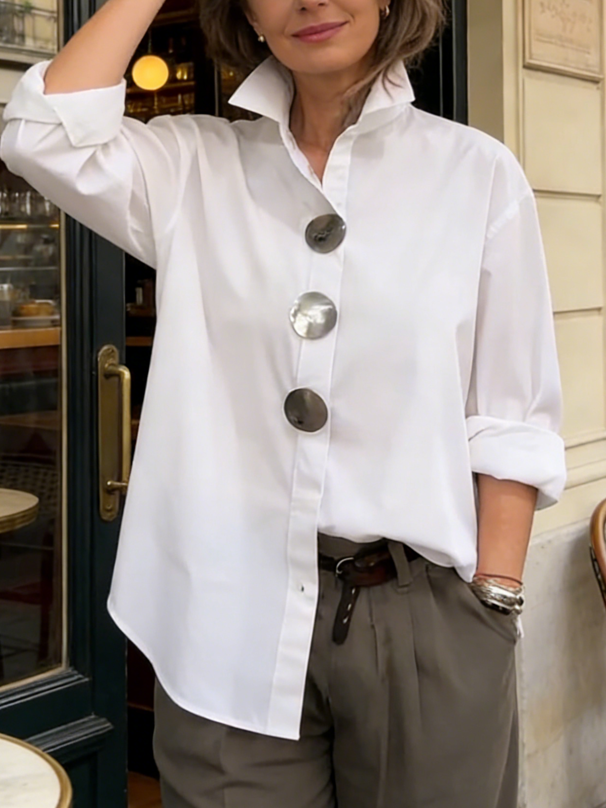 📦📦LAST DAY SAVE 49% ⏰Elegant Stand-collar Metal Buttons Cotton Linen Blouse