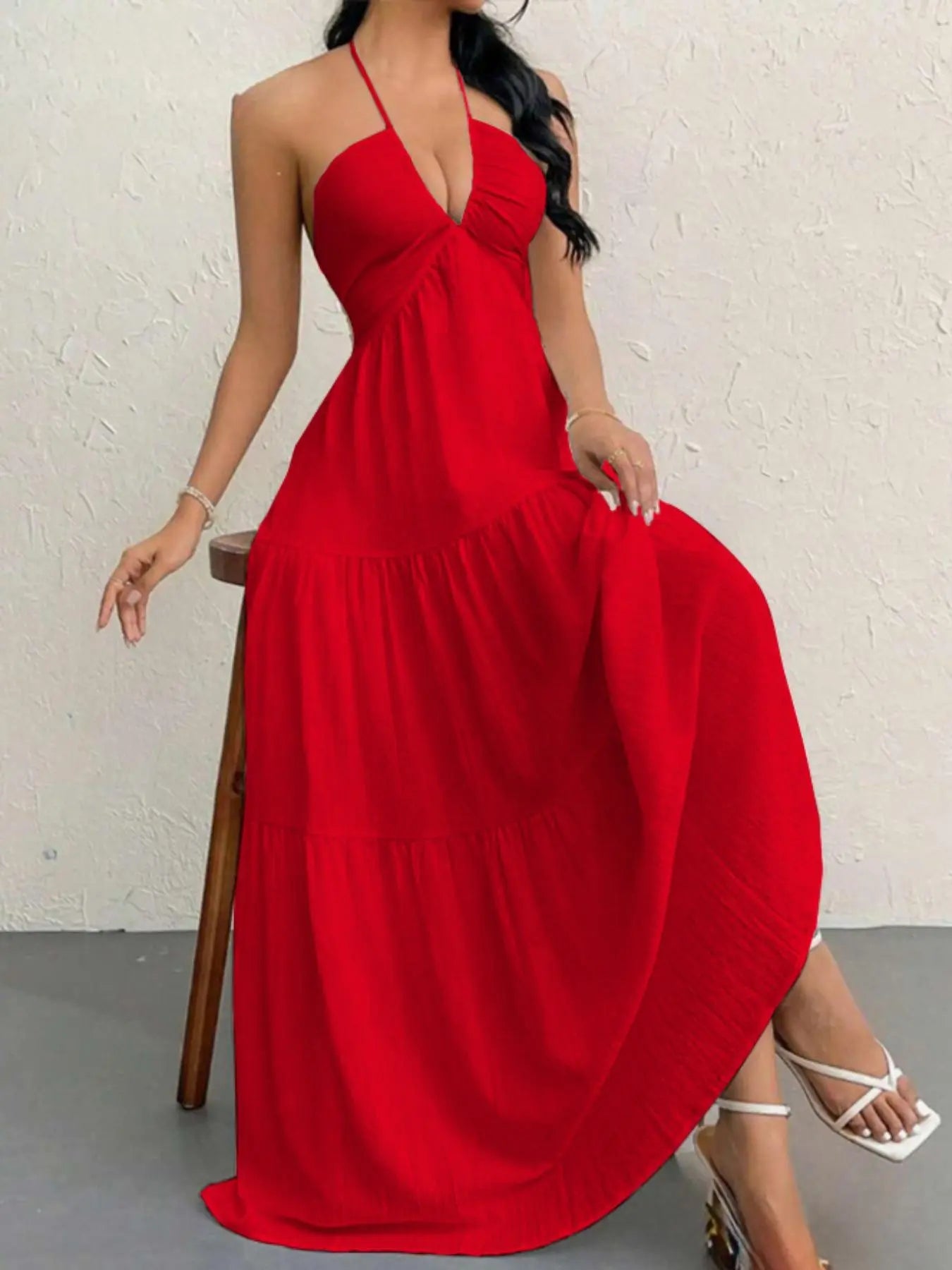 ✨ Summer A-Line Sleeveless Dress  Casual Loose Plain Beach Dress 🔥