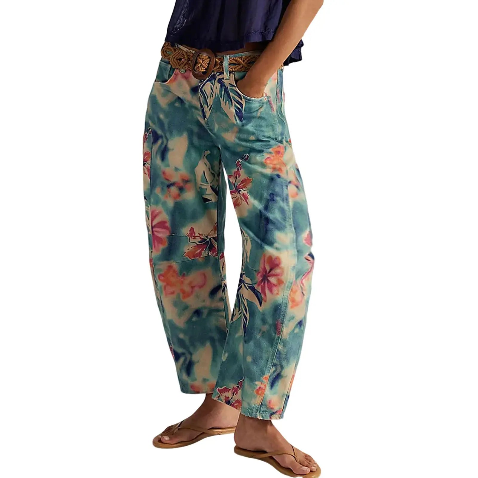 💖💖 Y2k Pink Floral Wide Leg Jeans