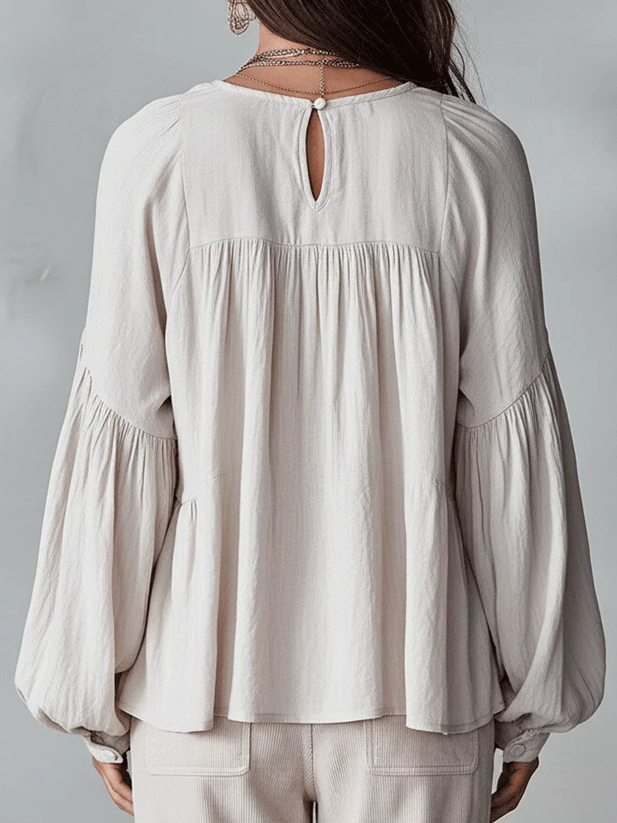 📦📦LAST DAY SAVE 49% ⏰ Women's Solid Color Retro Ruffled Casual Cotton Linen Shirt
