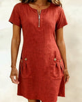 📦📦LAST DAY SAVE 49% ⏰ Cotton-Linen Dress with Zipper Pockets