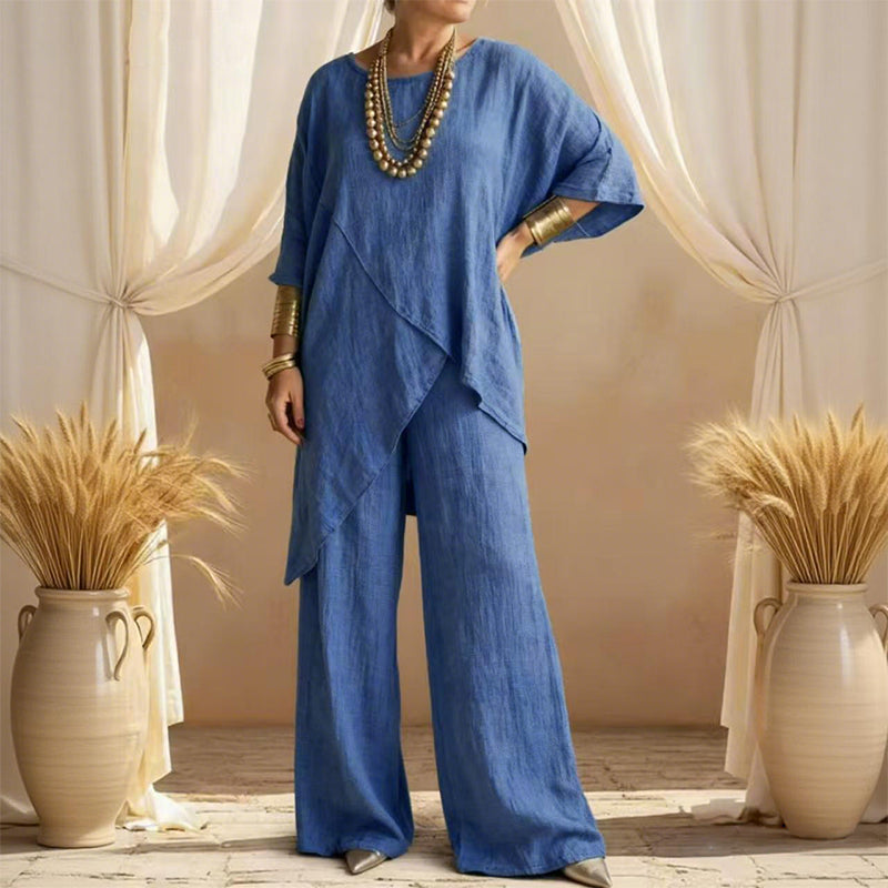 📦📦LAST DAY SAVE 49% ⏰Women's cotton and linen asymmetrical top set