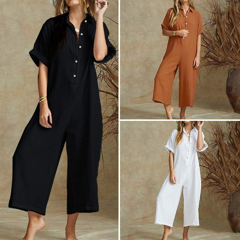 📦📦LAST DAY SAVE 49% ⏰Casual jumpsuit with short sleeves and wide legs for women