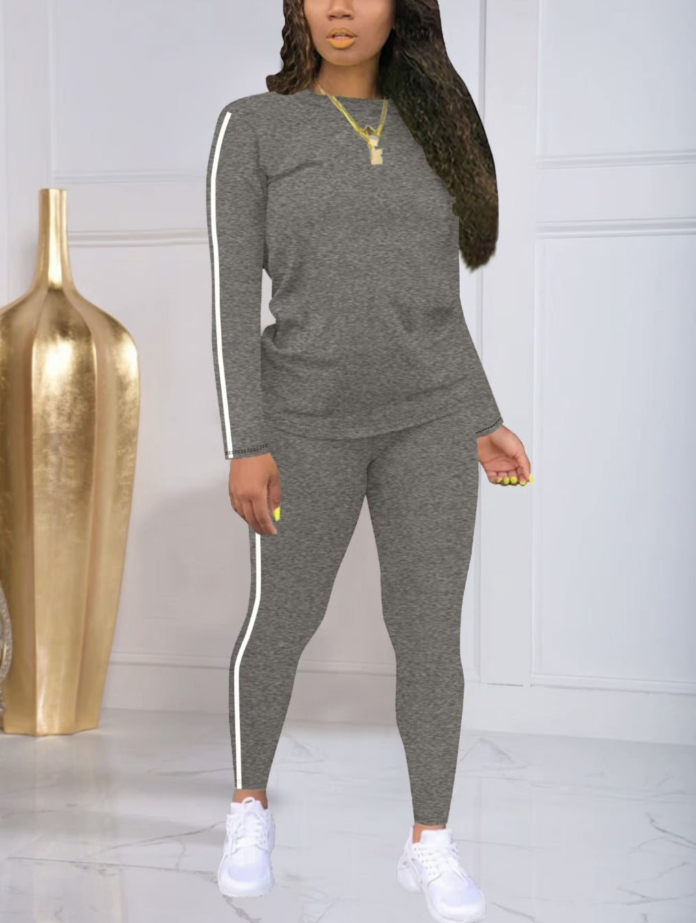🔥 Women's Striped Print Long Sleeve Top & Pants Two-piece Set