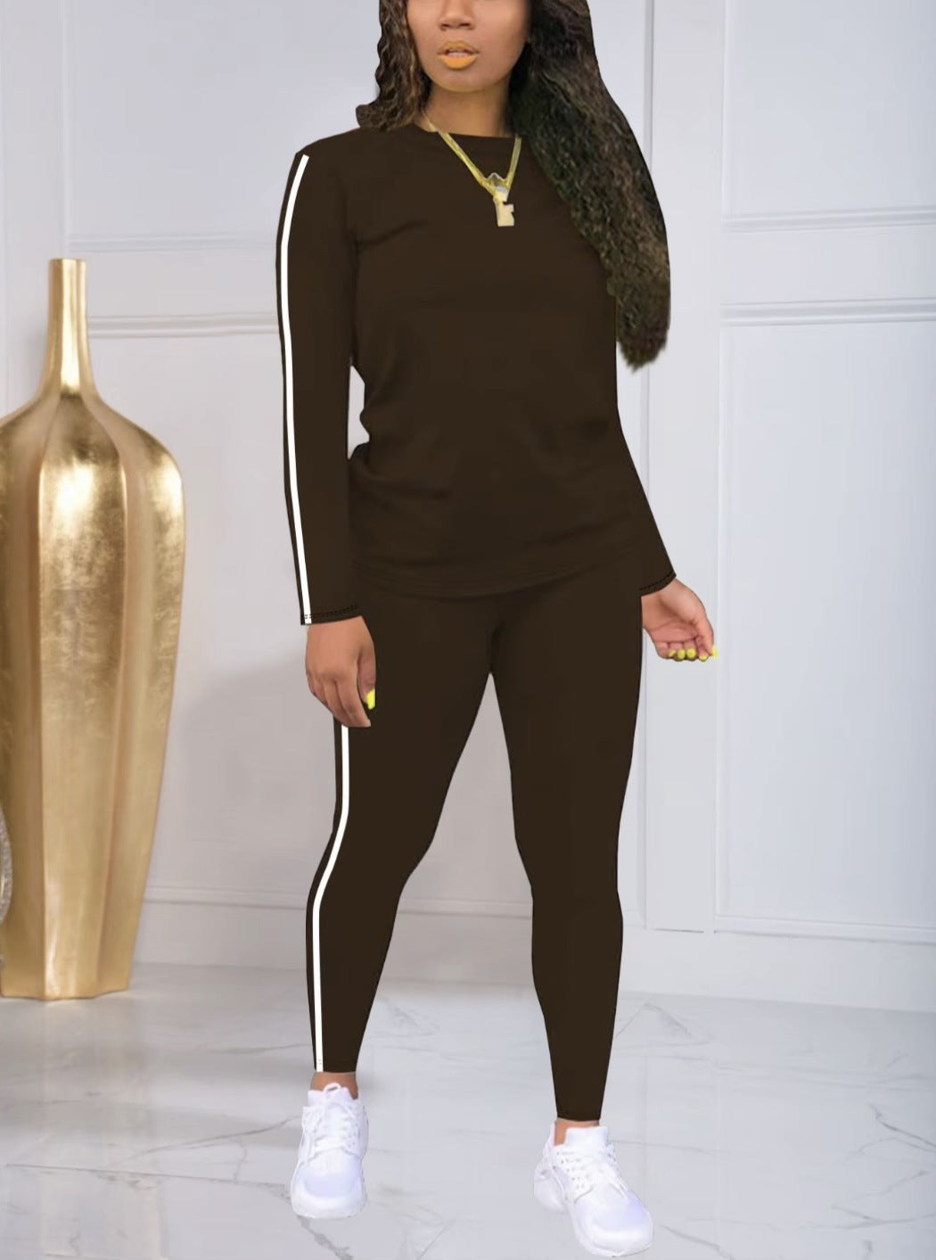 🔥 Women's Striped Print Long Sleeve Top & Pants Two-piece Set