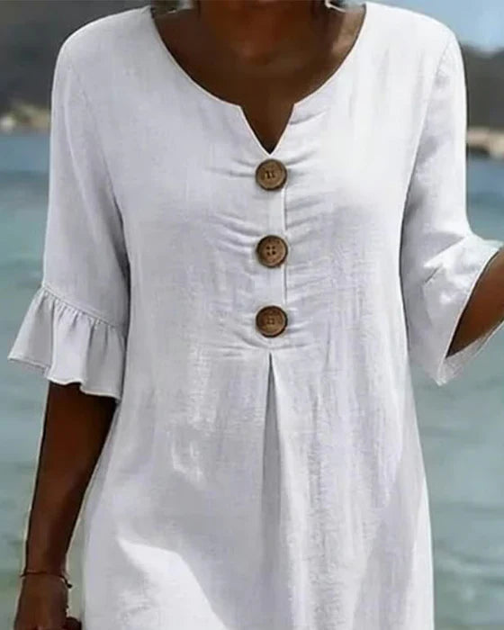 📦📦LAST DAY SAVE 49% ⏰Summer women's cotton linen loose button dress