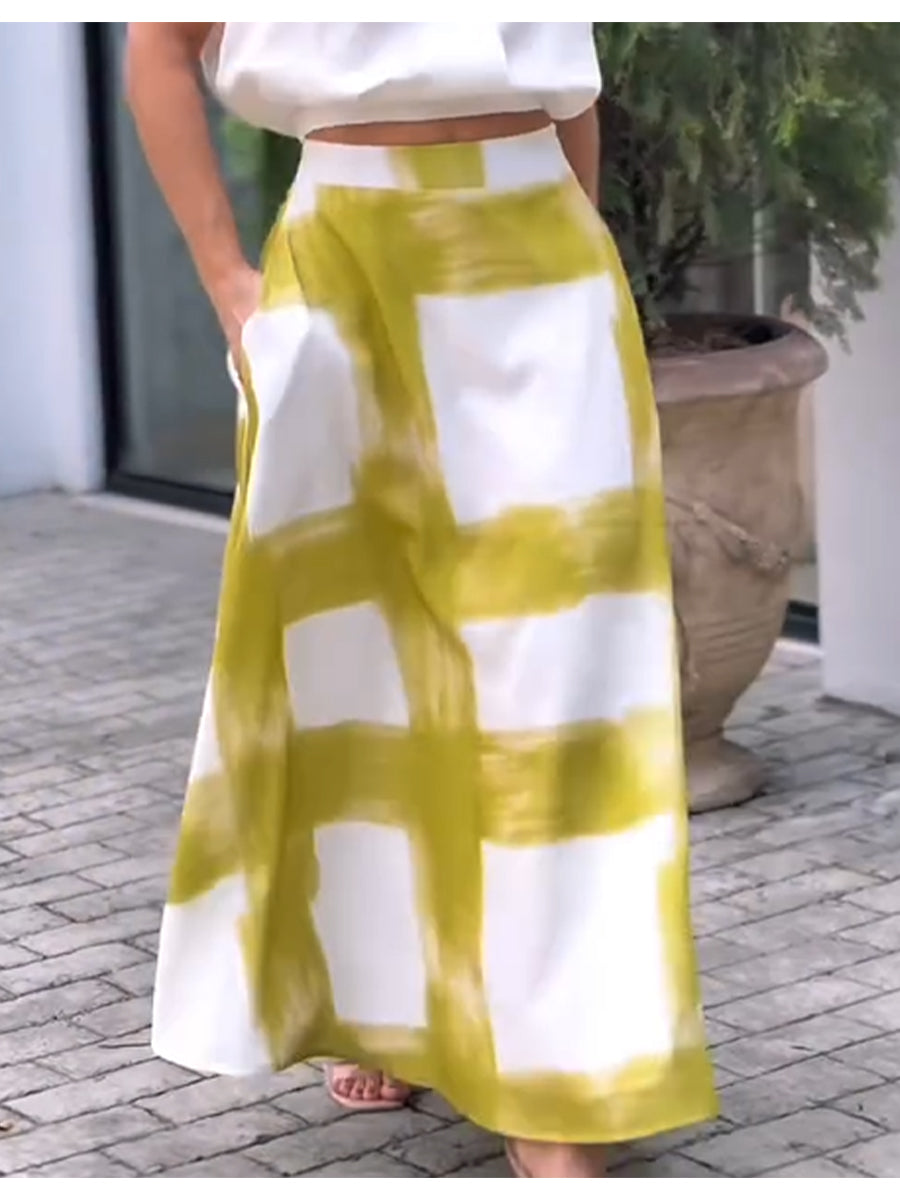 📦📦LAST DAY SAVE 49% ⏰Women's Brushstroke Print Cotton and Linen Skirt