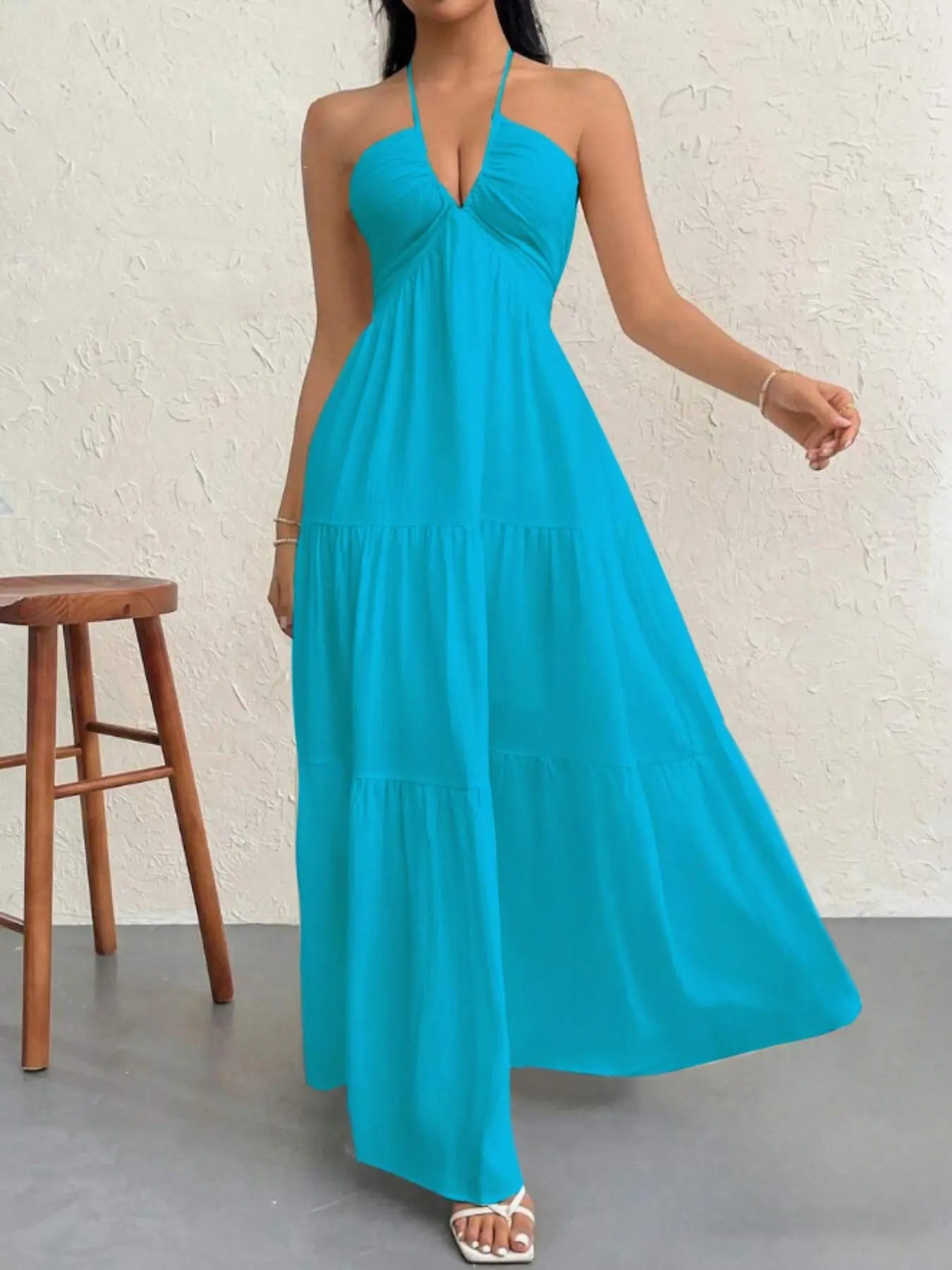 ✨ Summer A-Line Sleeveless Dress  Casual Loose Plain Beach Dress 🔥
