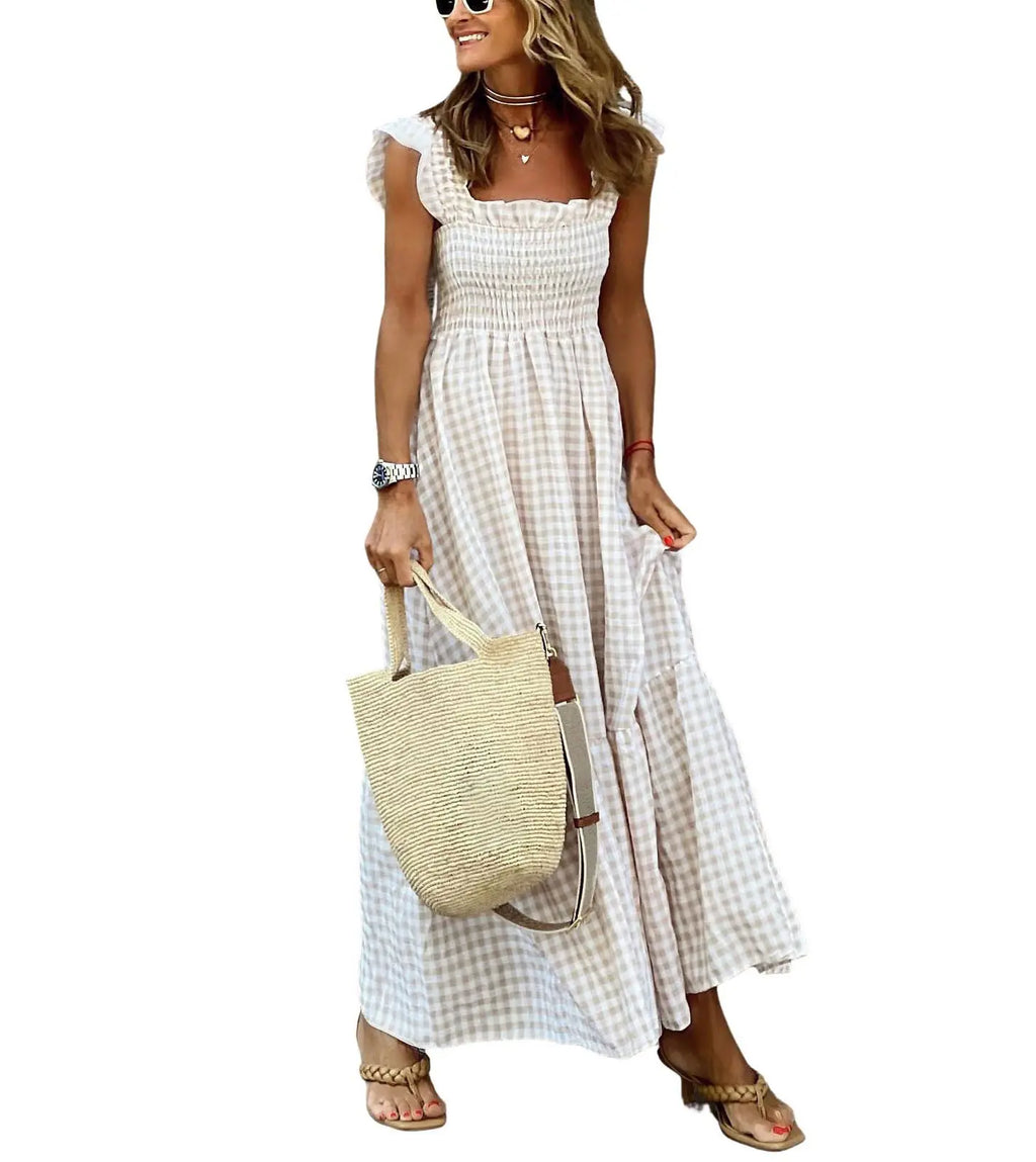 Retro Plaid Flowy Dress! ✨ Smocked + Pockets + Flounce! 🌸