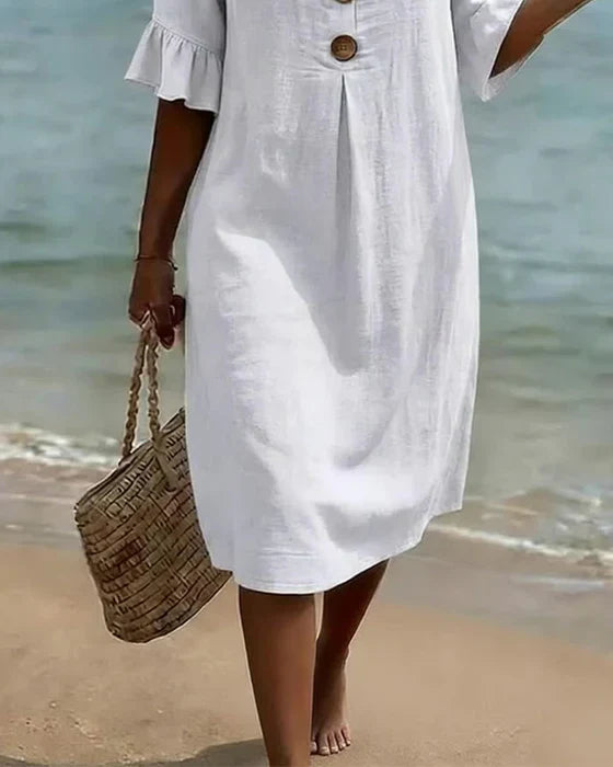 📦📦LAST DAY SAVE 49% ⏰Summer women's cotton linen loose button dress