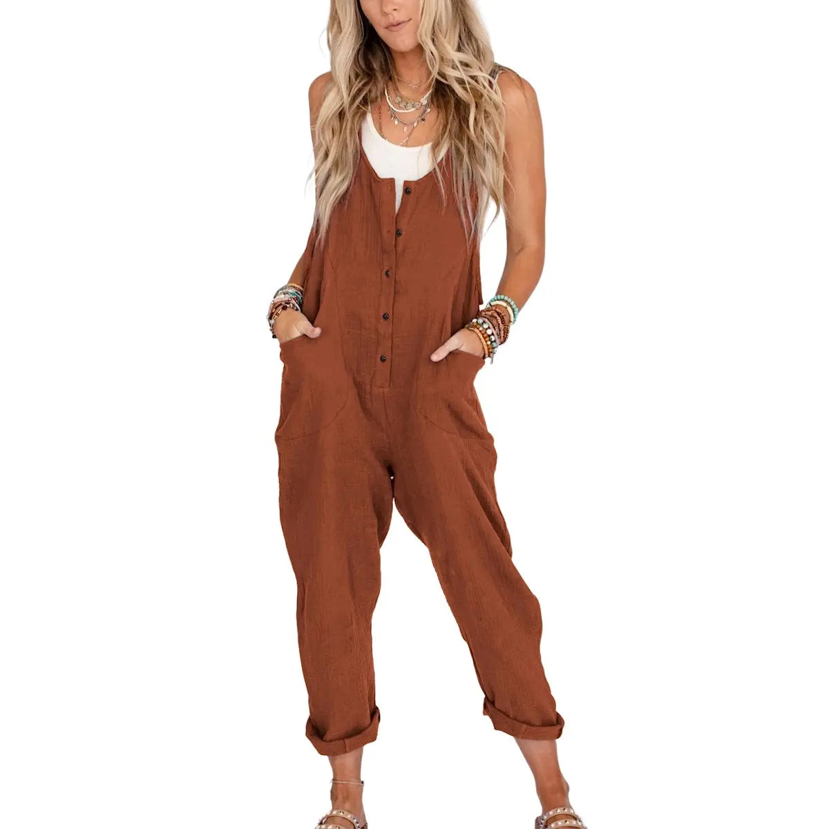 Tanming Summer Jumpsuit! ✨ Linen Cotton + Adjustable Straps! 🌿