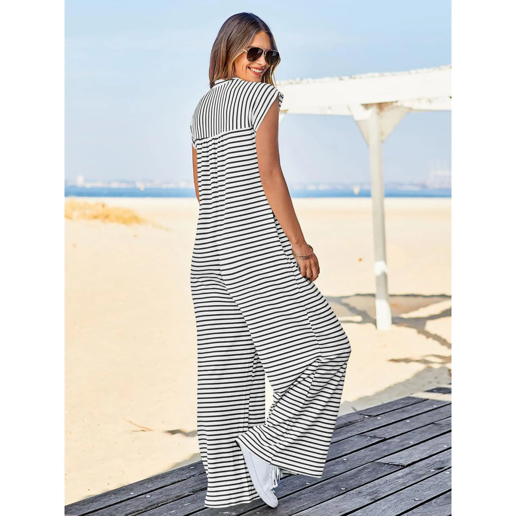 Cicy Bell Summer Jumpsuit! ✨ Striped + Wide Leg + Pockets! 🌊