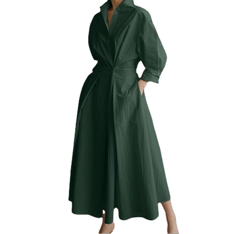 💕What should I wear tomorrow?💕Women's Plain Lapel Shirt Wrap Dress