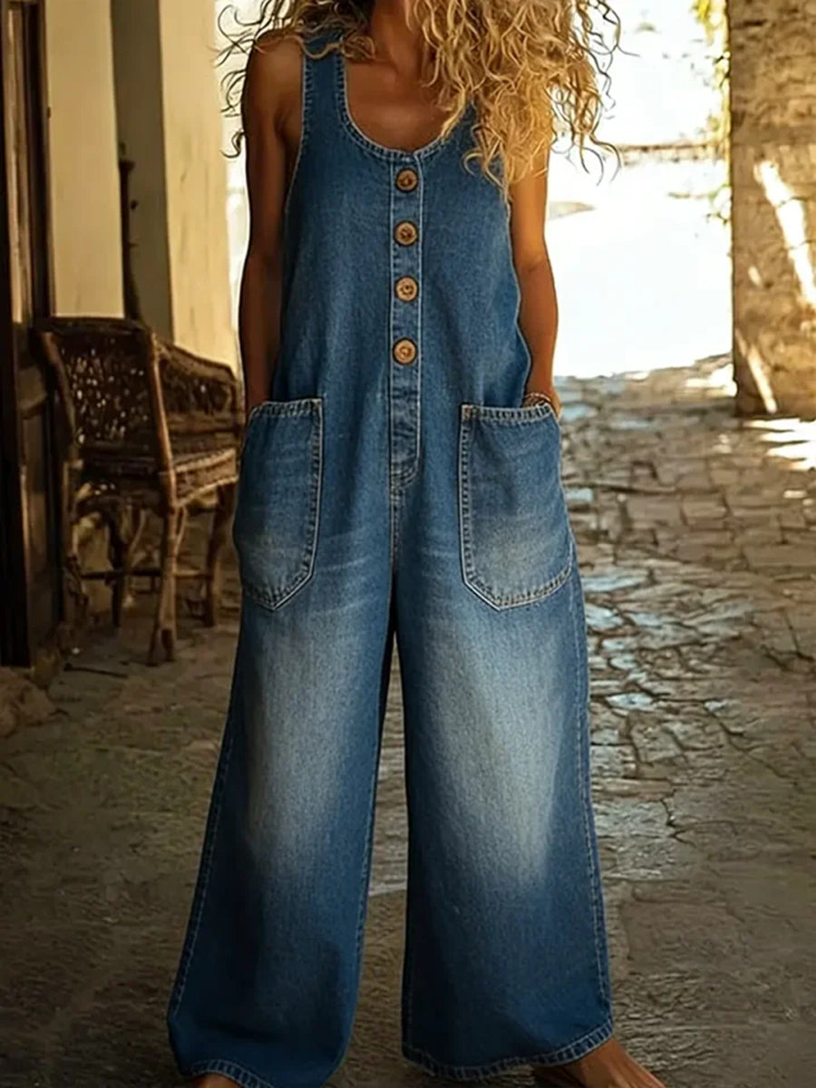 📦📦CLEARANCE SALE🔥 Women's Casual Cotton Vest and Denim Jumpsuit