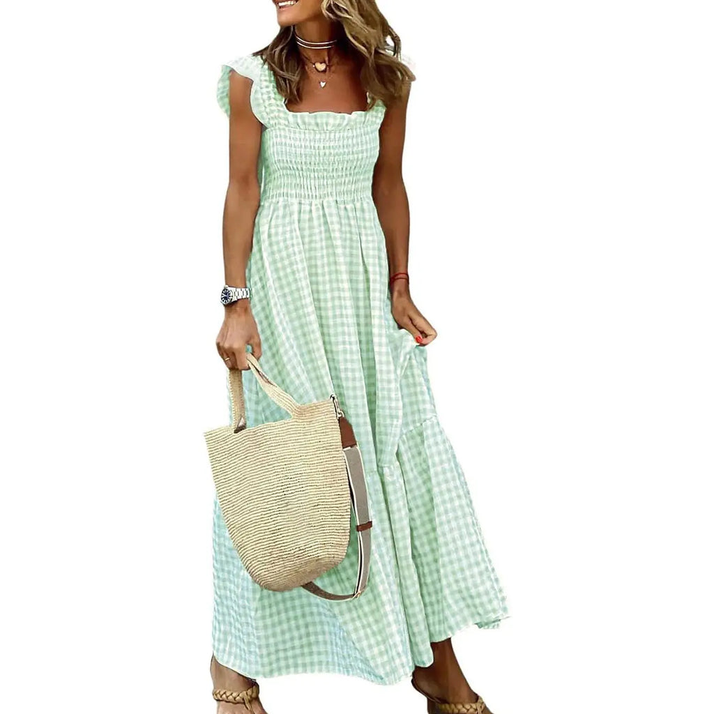 Retro Plaid Flowy Dress! ✨ Smocked + Pockets + Flounce! 🌸
