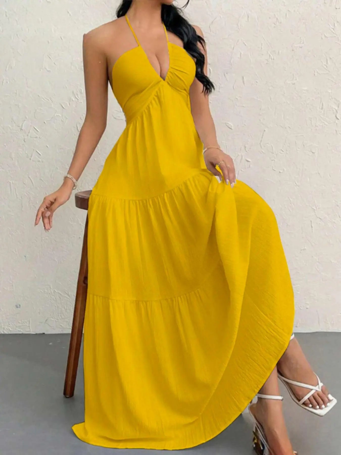 ✨ Summer A-Line Sleeveless Dress  Casual Loose Plain Beach Dress 🔥