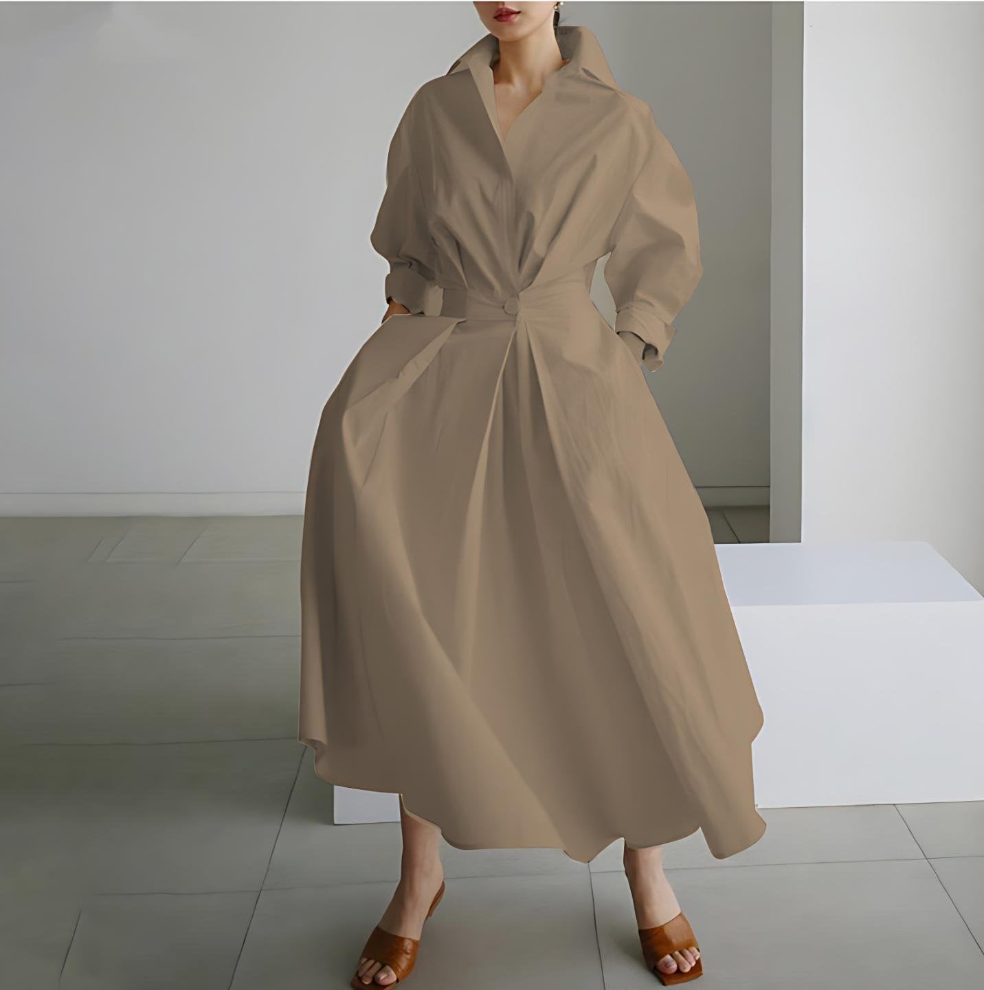 💕What should I wear tomorrow?💕Women's Plain Lapel Shirt Wrap Dress