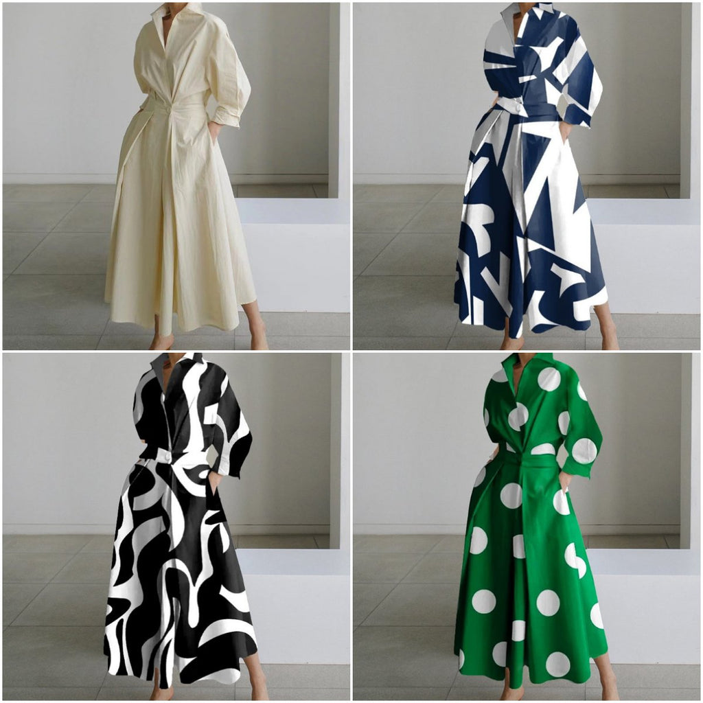 💕What should I wear tomorrow?💕Women's Plain Lapel Shirt Wrap Dress