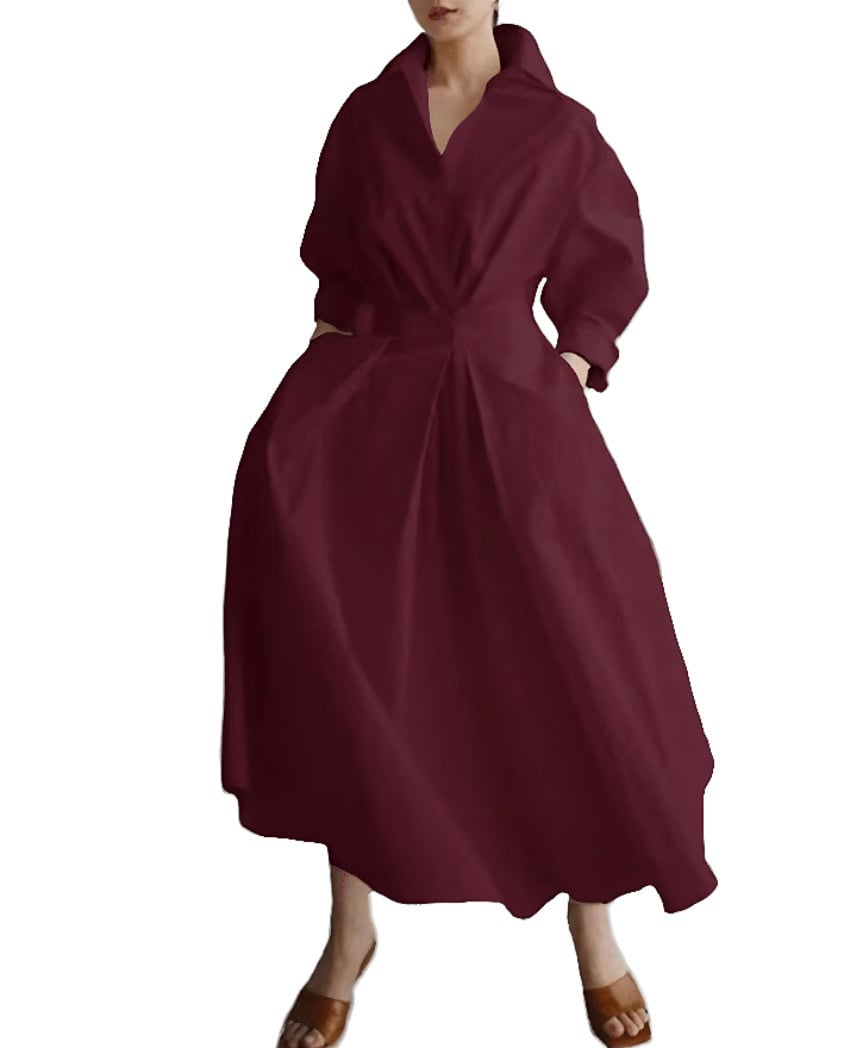 💕What should I wear tomorrow?💕Women's Plain Lapel Shirt Wrap Dress