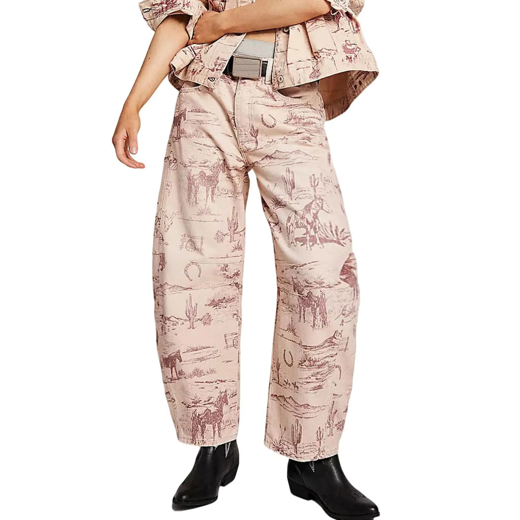 💖💖 Y2k Pink Floral Wide Leg Jeans