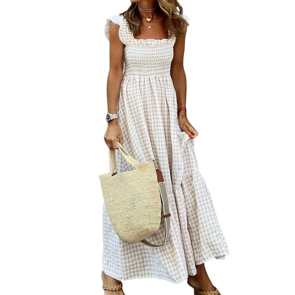 Retro Plaid Flowy Dress! ✨ Smocked + Pockets + Flounce! 🌸