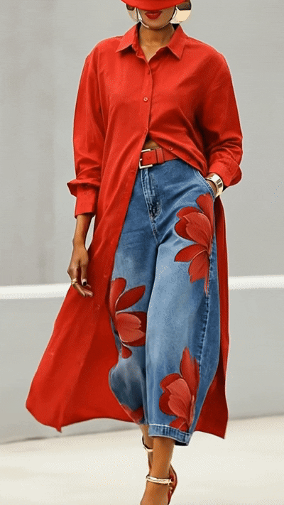 📦📦LAST DAY SAVE 49% ⏰Women Casual Cotton Linen Shirt Dress Long Sleeve Shirt Collar Slim Fit Red Midi Dress