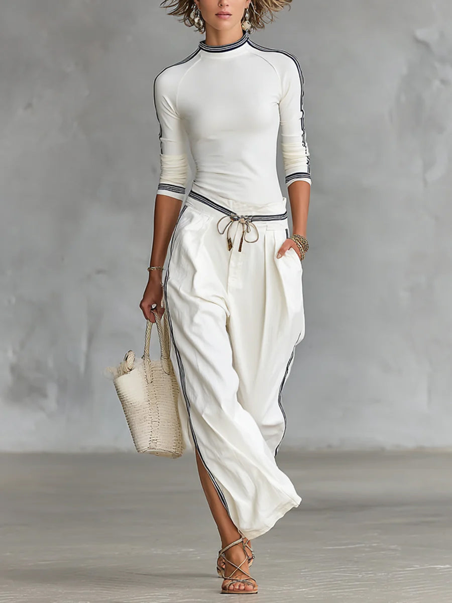 📦📦LAST DAY SAVE 49% ⏰Women’s Cozy Stretch Knit Top And Linen And Cotton Trousers Two-piece Set