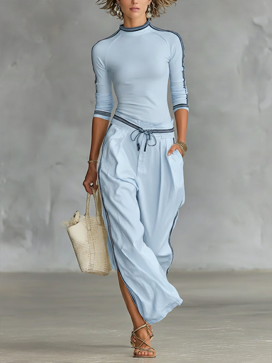 📦📦LAST DAY SAVE 49% ⏰Women’s Cozy Stretch Knit Top And Linen And Cotton Trousers Two-piece Set
