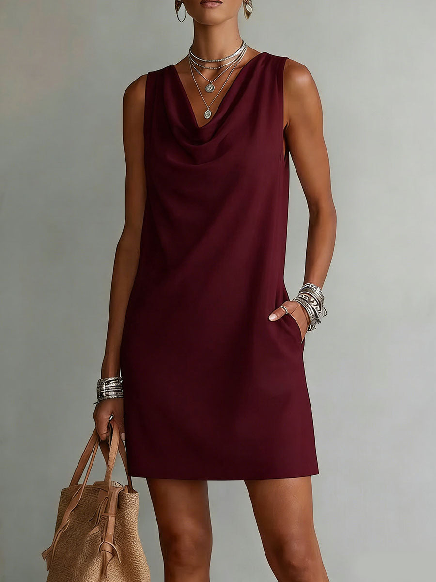 📦📦LAST DAY SAVE 49% ⏰Draped-neck Sleeveless Cotton Dress